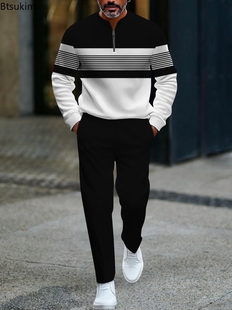 Men'S Fashion Plus - Novo Conjunto de Pullover Masculino Estampado