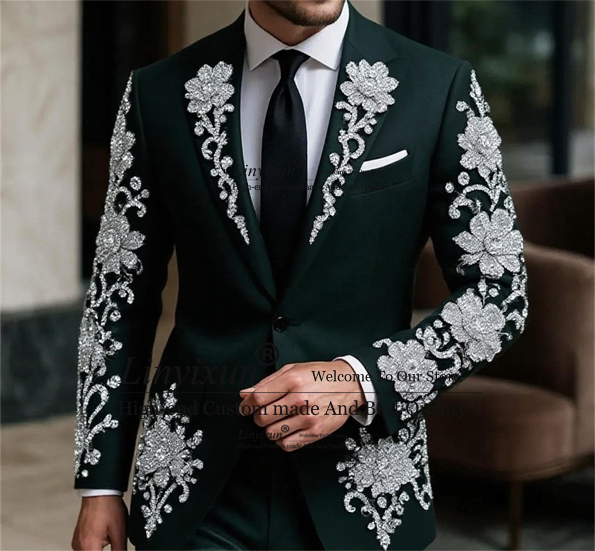 Moda cristais floar terno masc - Mens Fashion Trajes avaliação e preço